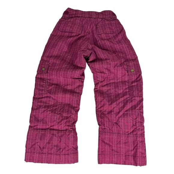 Lands’ End Snow Ski Pants Girls Plaid size 8 Dark Pink - Picture 2 of 7
